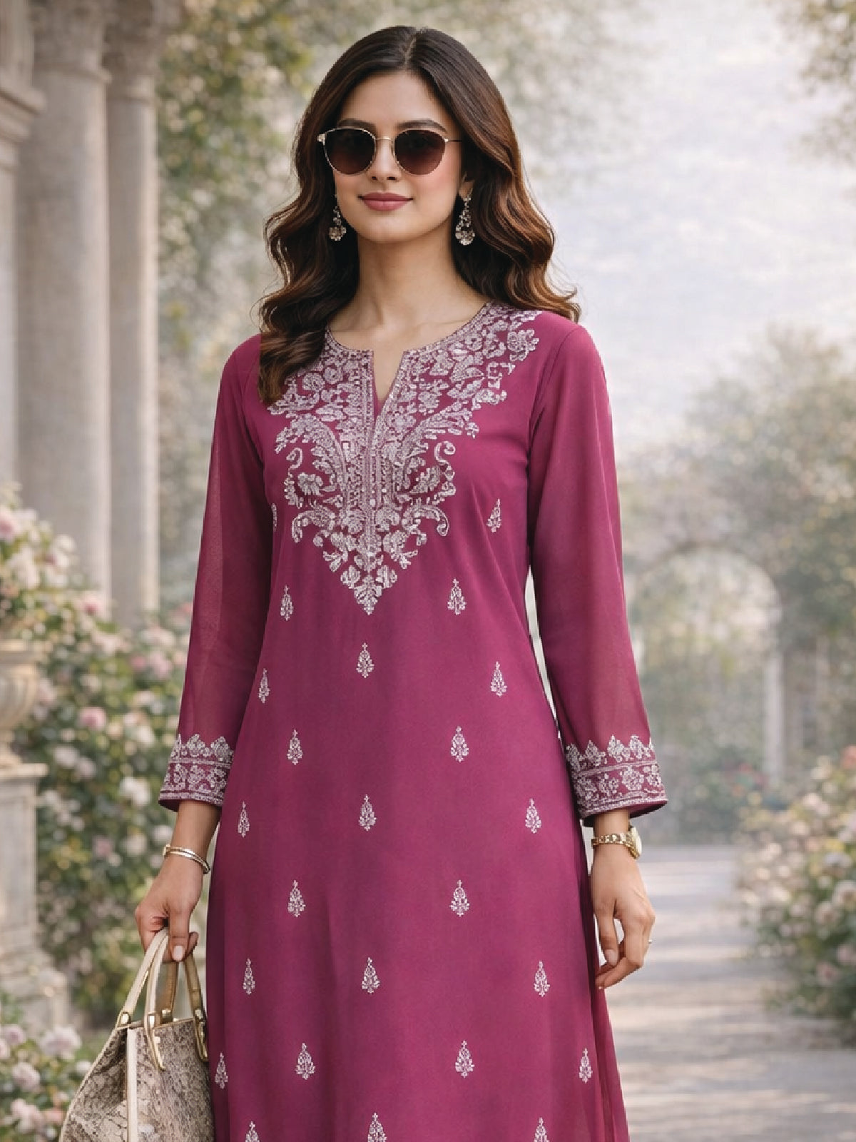Wine Maroon Embroidered Kurta – Elegant Everyday & Festive Wear