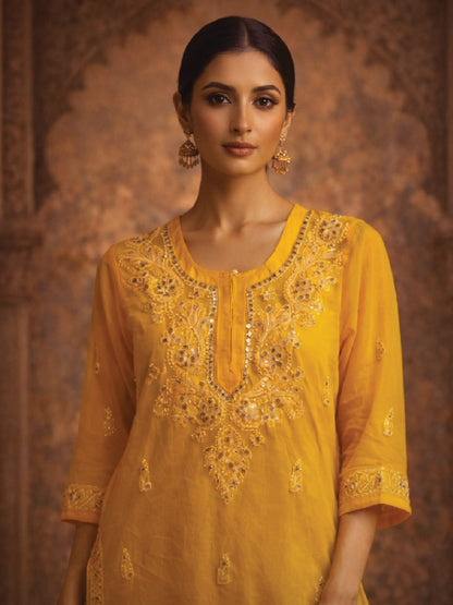 Mustard Yellow Embroidered Kurta – Festive & Elegant Ethnic Wear