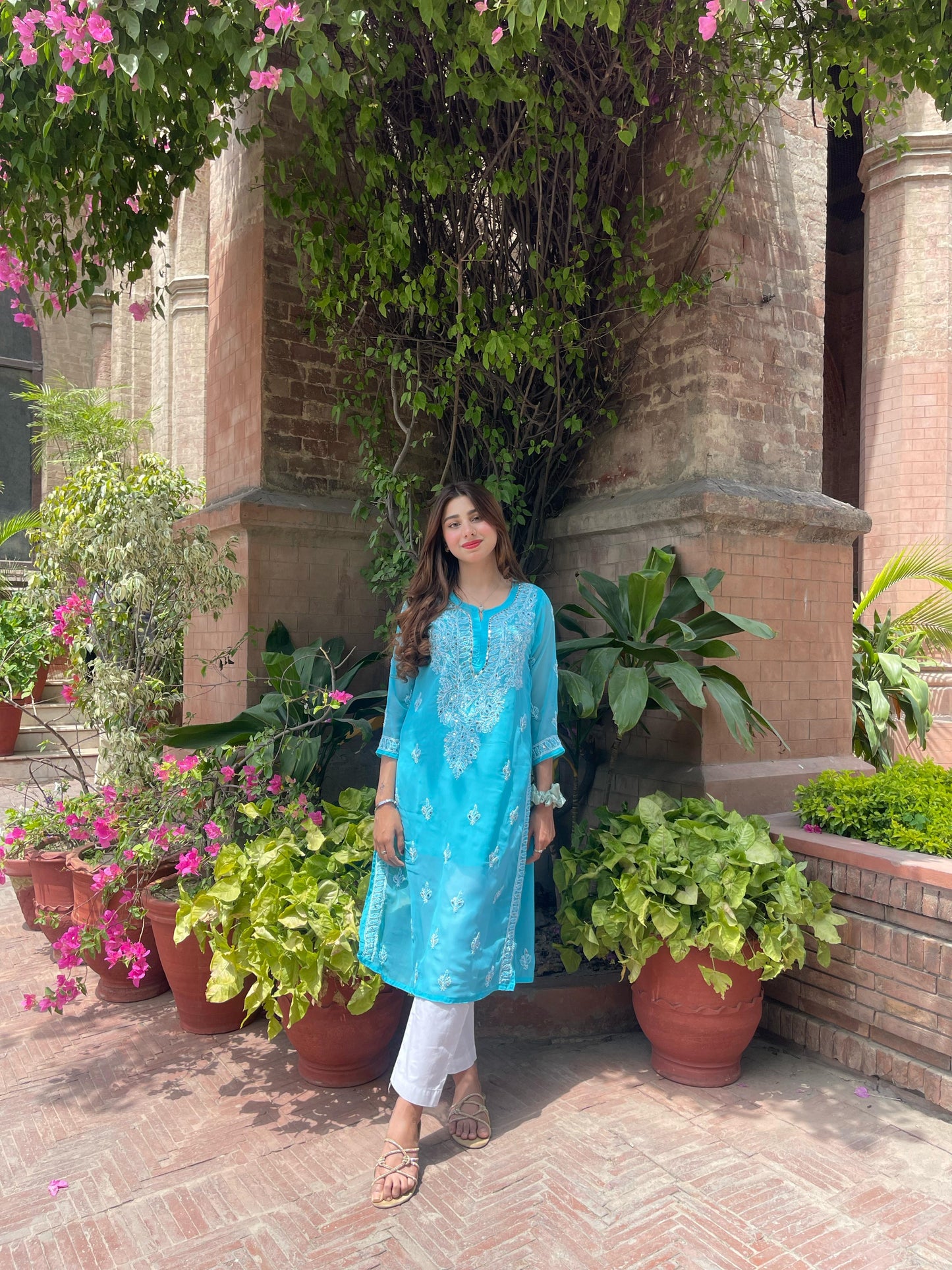 Sky Blue Embroidered Kurta – Elegant Festive Wear for Women