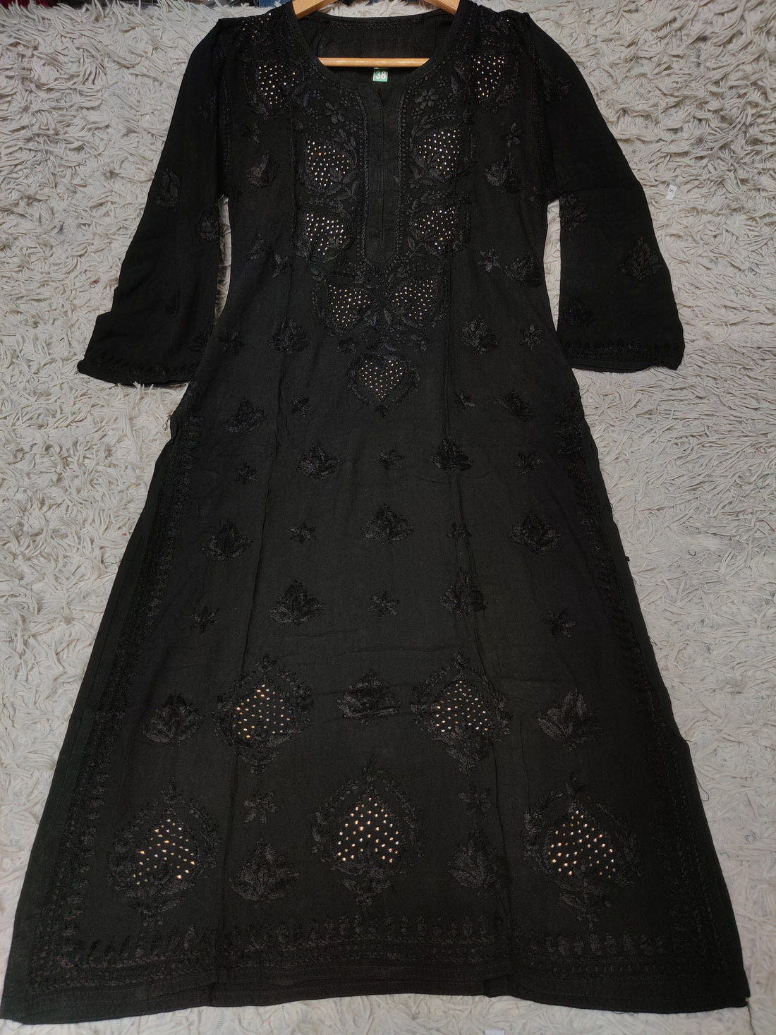 Midnight Black Chikankari Kurti with Mukaish Work