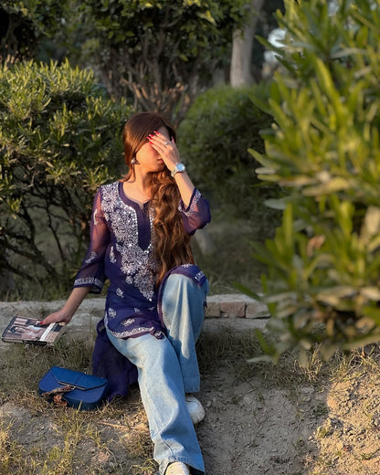 Royal Blue Embroidered Kurta – Elegant Festive Wear