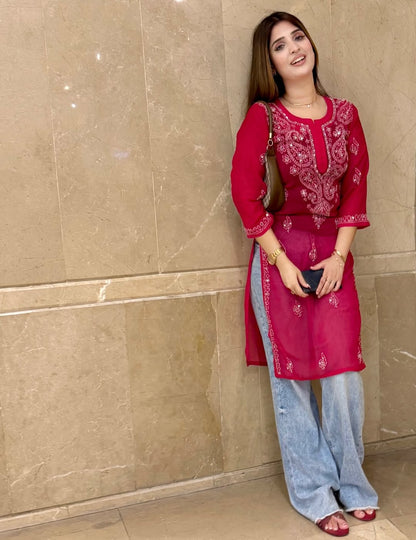 Wine Maroon Embroidered Kurta – Elegant Everyday & Festive Wear
